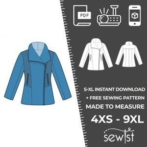 4829 PDF Jacket Sewing Pattern - S-M-L-XL or Made to Measure Sewing Pattern PDF Download