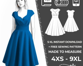 2651 Patron de couture de robe femme PDF - S, M, L, XL / Taille personnalisée - Mariage élégant, Bureau, Robe d'été, Guide simple, Grandes tailles Petite-Tall