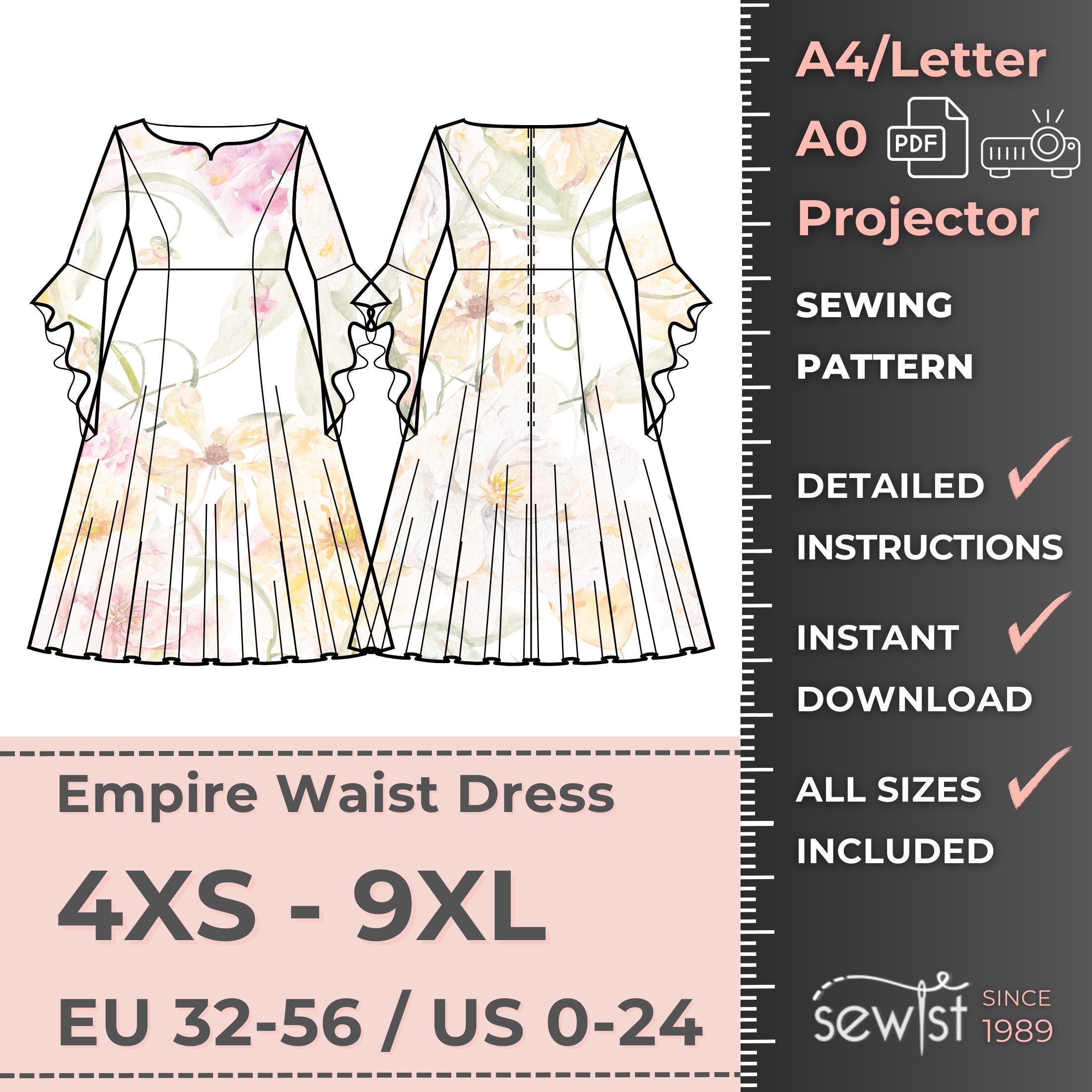 empire waist dress sewing pattern Vogue 2424 Empire Waist Dress in Two Lengths, Uncut, F/Folded, Sewing –  Patterns Central main image 0