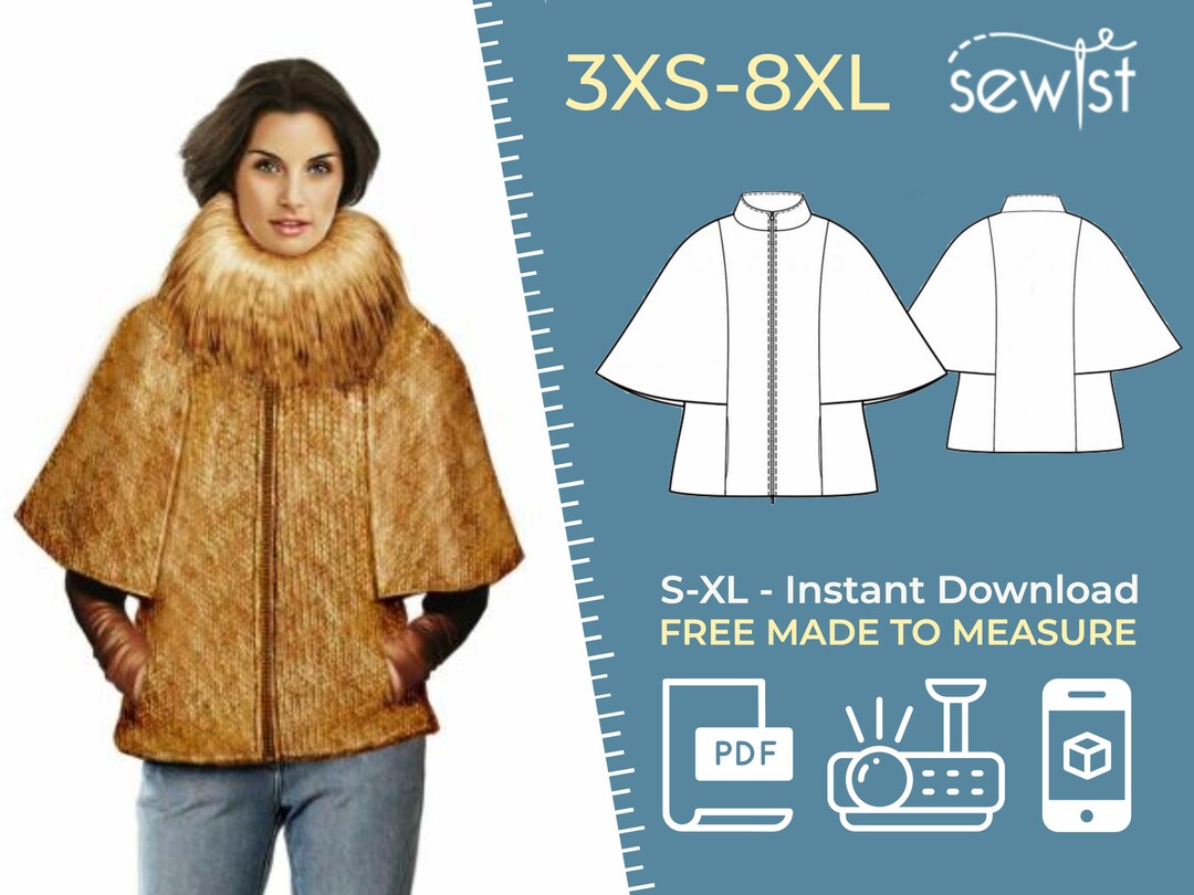 5727 Poncho Sewing Pattern PDF S-M-L-XL or Made to Measure - Etsy