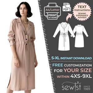 2742 Damenkleid Schnittmuster PDF - S, M,L,XL / Custom Size - Elegante Hochzeit, Büro, Sommerkleid, Simple Guide, Plus Sizes Petite-Tall
