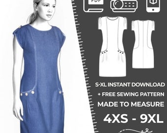4026 Women's Dress Sewing Pattern PDF - S,M,L,XL / Custom Size - Elegant Wedding, Office, Summer Dress, Simple Guide, Plus Sizes Petite-Tall