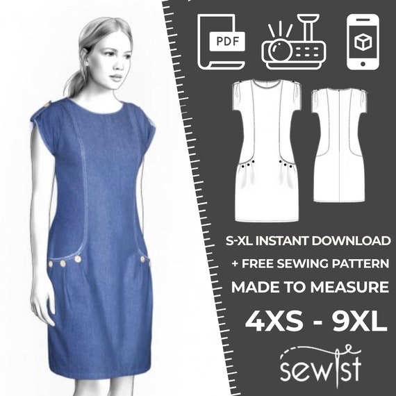 4026 Women's Dress Sewing Pattern PDF S,M,L,XL / Custom Size Elegant  Wedding, Office, Summer Dress, Simple Guide, Plus Sizes Petite-tall 