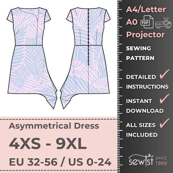 how to sew an asymmetrical dress Want to sew a stunning side-drape gown that looks flawlessly wrapped but  isn't?  I've got the ultimate secret! This step-by-step beginner's guide  breaks down the drafting and assembly process so clearly