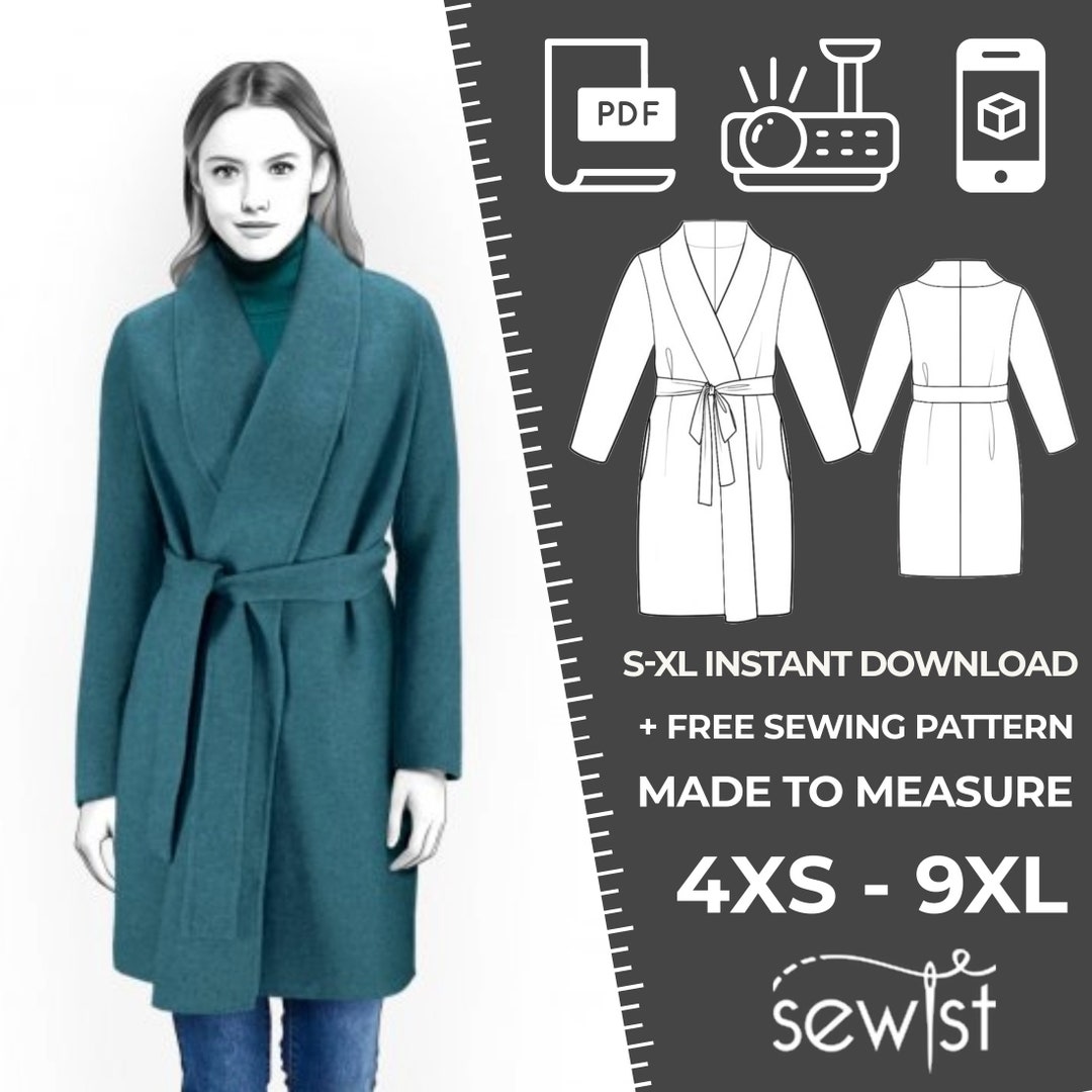 4701 PDF Coat Sewing Pattern S-M-L-XL or Made to Measure Sewing Pattern ...