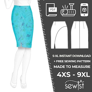 S3007 Skirt - S-M-L-XL or Made to Measure Sewing Pattern PDF Download
