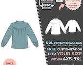 2268 Blouse, Top Sewing Pattern PDF - S-M-L-XL or Made to Measure Sewing Pattern PDF Download Royalty Free for Personal, Commercial Use