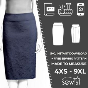 4327 Skirt Sewing Pattern PDF - S-M-L-XL or Made to Measure Sewing Pattern PDF Download Royalty Free for Personal, Commercial Use