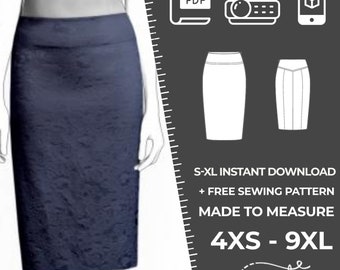 4327 Skirt Sewing Pattern PDF - S-M-L-XL or Made to Measure Sewing Pattern PDF Download Royalty Free for Personal, Commercial Use