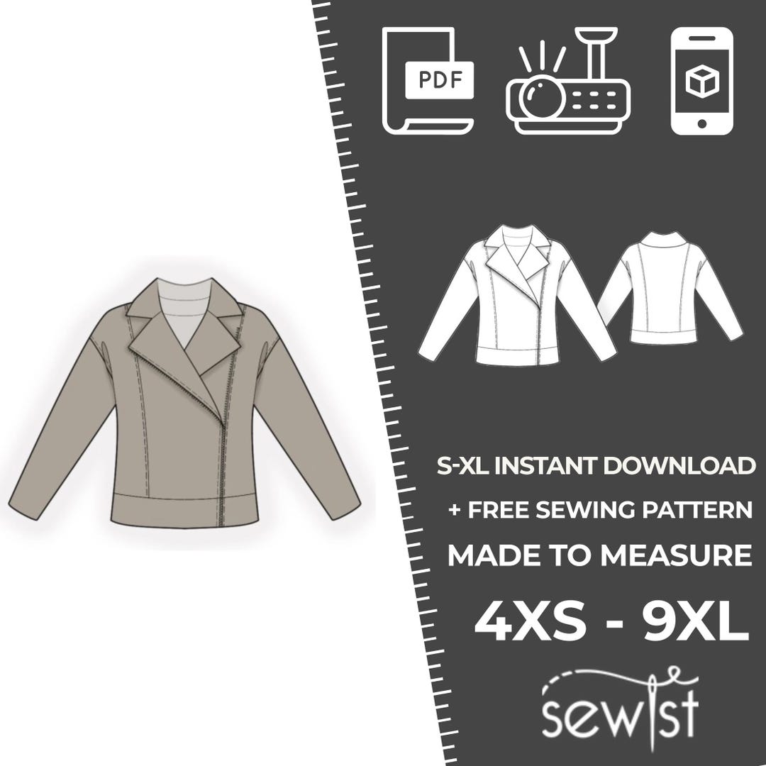 2673 Jacket Sewing Pattern PDF Download, S-M-L-XL or Free Made to ...