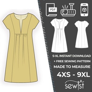 2337 Tunic Top Sewing Pattern PDF - S-M-L-XL or Made to Measure Sewing Pattern PDF Download Royalty Free for Personal, Commercial Use