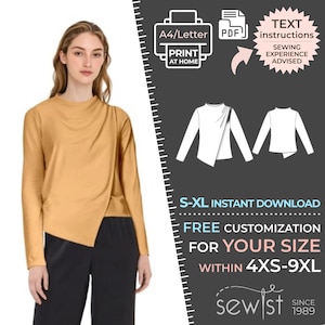 2788 Knit blouse Sewing Pattern PDF S-M-L-XL / Made to Measure Sewing Pattern PDF Download Royalty Free for Personal, Commercial Use