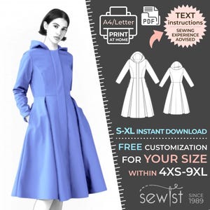 2502 PDF Raincoat Sewing Pattern - S-M-L-XL or Made to Measure Sewing Pattern PDF Download