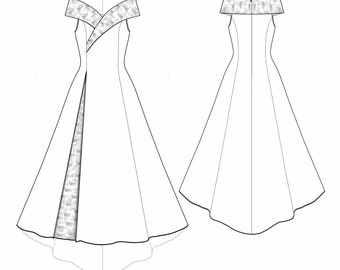 5530  Women's Dress Sewing Pattern PDF - S,M,L,XL / Custom Size - Wedding, Prom, Office, Summer, Party, Simple Guide, Plus Sizes Petite-Tall