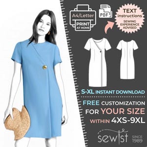 2561 Damenkleid Schnittmuster PDF - S, M,L,XL / Custom Size - Elegante Hochzeit, Büro, Sommerkleid, Simple Guide, Plus Sizes Petite-Tall