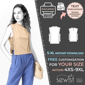 2465 Knit Top Sewing Pattern PDF - S-M-L-XL or Made to Measure Sewing Pattern PDF Download Royalty Free for Personal, Commercial Use