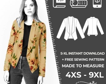 2296 PDF Jacket Sewing Pattern - S-M-L-XL or Made to Measure Sewing Pattern PDF Download