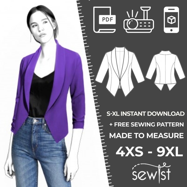 2085 PDF Jacket Sewing Pattern - S-M-L-XL or Made to Measure Sewing Pattern PDF Download