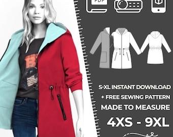2521 PDF Rain Jacket Sewing Pattern - S-M-L-XL or Made to Measure Sewing Pattern PDF Download