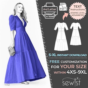 セット販売 Women's Dress Patterns 2164 Women's Dress Sewing Pattern PDF - S,M,L,XL / Custom Size