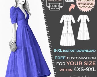 Lekala 2124 - Vestito Patrón PDF Para Descargar, Modificación Gratuita Royalty Free para Uso Personal o Comercial