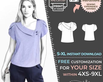 2602 Top Sewing Pattern PDF - S-M-L-XL or Made to Measure Sewing Pattern PDF Download Royalty Free for Personal, Commercial Use
