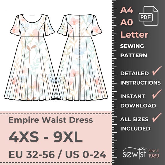 empire line dress sewing pattern Chloe | Romantic Waist Mini Dress MA(07/08) Peony Woven Dress