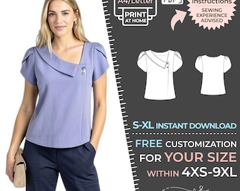 2602 Top Sewing Pattern PDF - S-M-L-XL or Made to Measure Sewing Pattern PDF Download Royalty Free for Personal, Commercial Use