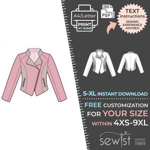 4960 PDF Patron de couture veste - S-M-L-XL ou sur mesure Patron de couture PDF à télécharger