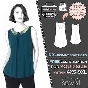 2095 Knit Top Sewing Pattern PDF - S-M-L-XL or Made to Measure Sewing Pattern PDF Download Royalty Free for Personal, Commercial Use