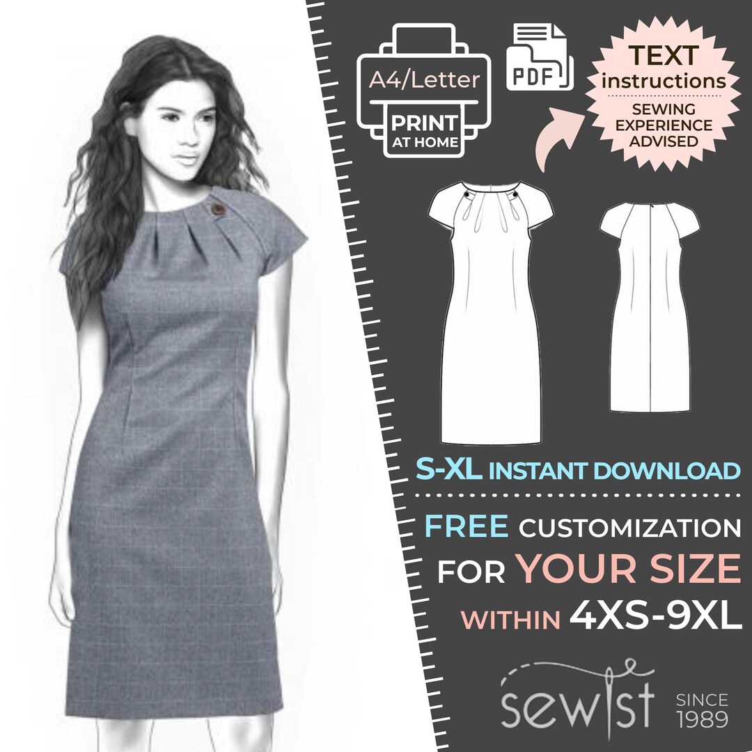 4354 Women's Dress Sewing Pattern PDF S,M,L,XL Custom Size
