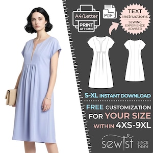 2337 Wzór na tunikę w formacie PDF – S-M-L-XL lub wzór na miarę do pobrania w formacie PDF. Bez tantiem do użytku osobistego i komercyjnego.