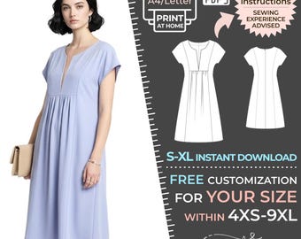 2337 patron de couture haut tunique PDF - S-M-L-XL ou patron de couture sur mesure à télécharger en PDF libre de droits pour usage personnel ou commercial