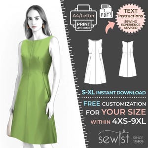 2558 レディースドレス縫製パターン PDF - S、M、L、XL / カスタムサイズ - エレガントなウェディング、オフィス、サマードレス、シンプルなガイド、プラスサイズプチトール