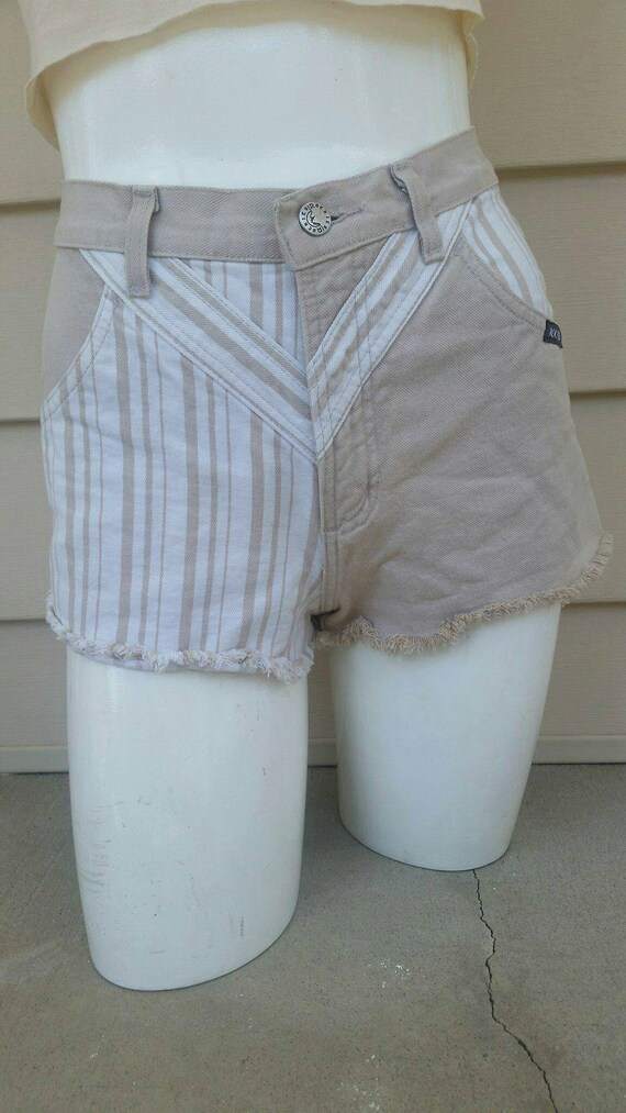 Vintage Rockies Brand Tan and White Cutoff High w… - image 2