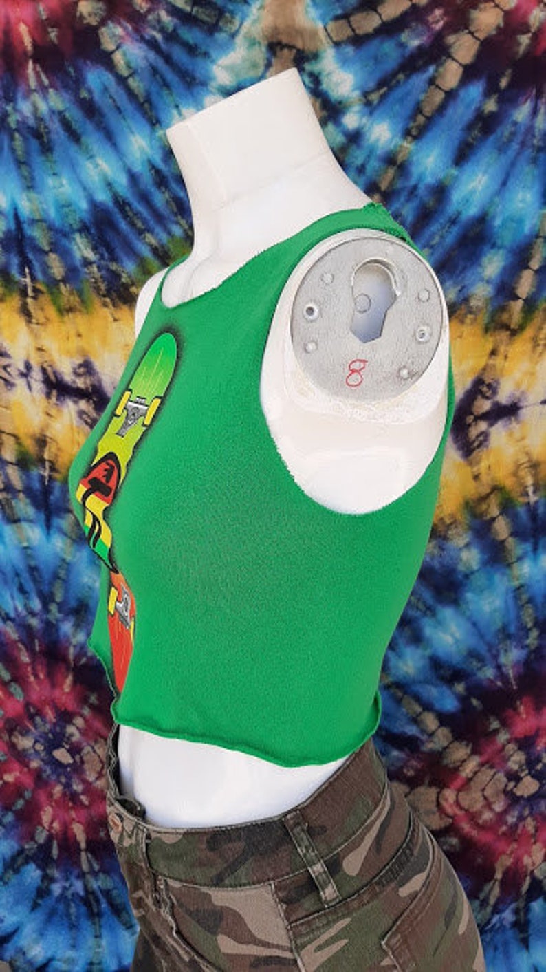90/'s Rasta Man Skateboard Cutoff Cropped Tank Top
