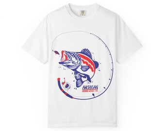 Striped Bass Illustration T-shirt | Fishing Rod Circle Graphic
