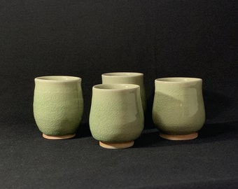 Set of 4 Glazed Footed Cups /Yunomi