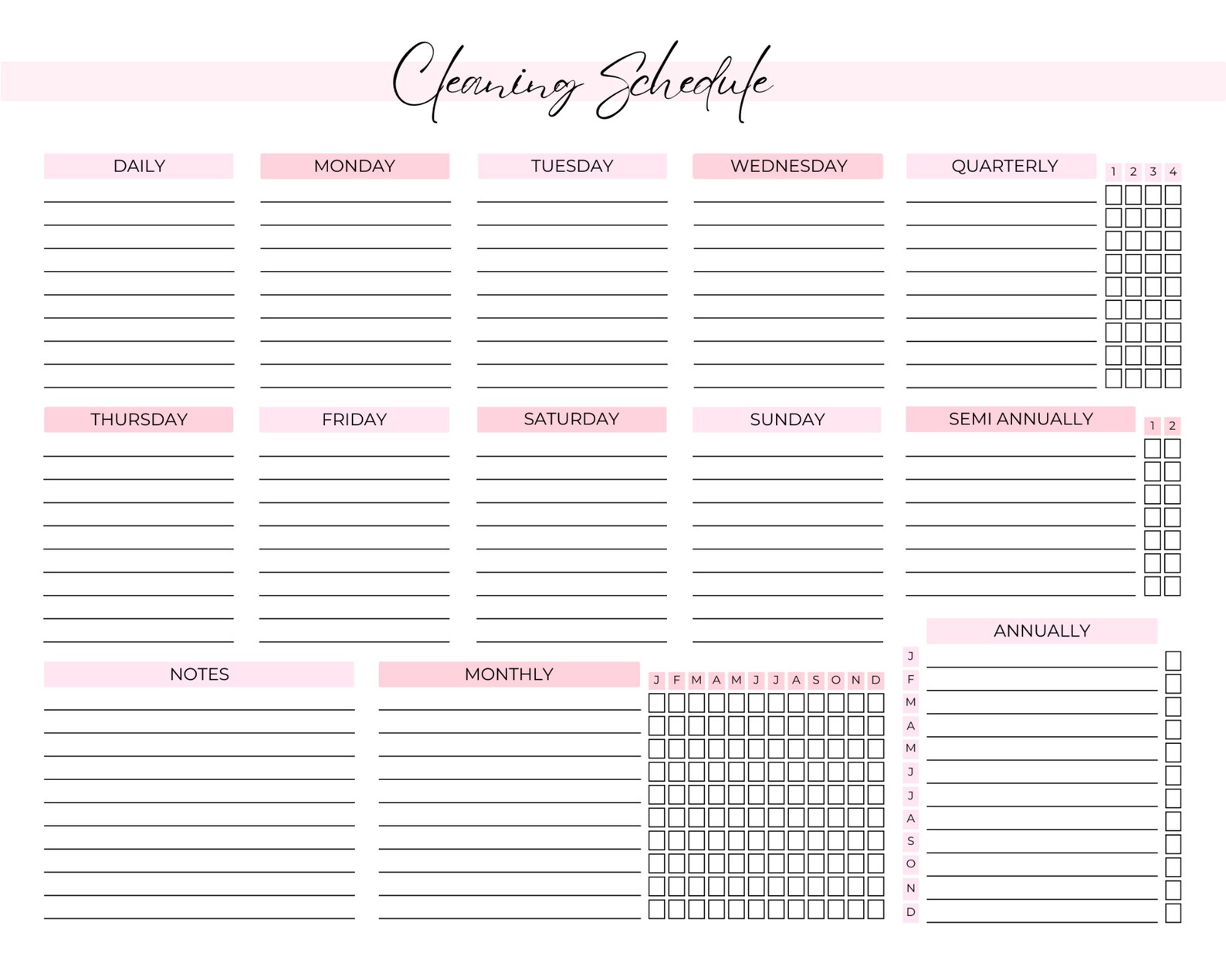 Home Cleaning Schedule Printable Cleaning Schedule Template Home ...