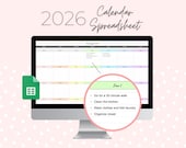 2026 Digital Calendar Spreadsheet Google Sheets Planner Template Editable Calendar Template 2026 Monthly Calendar Cute Planner Spreadsheet