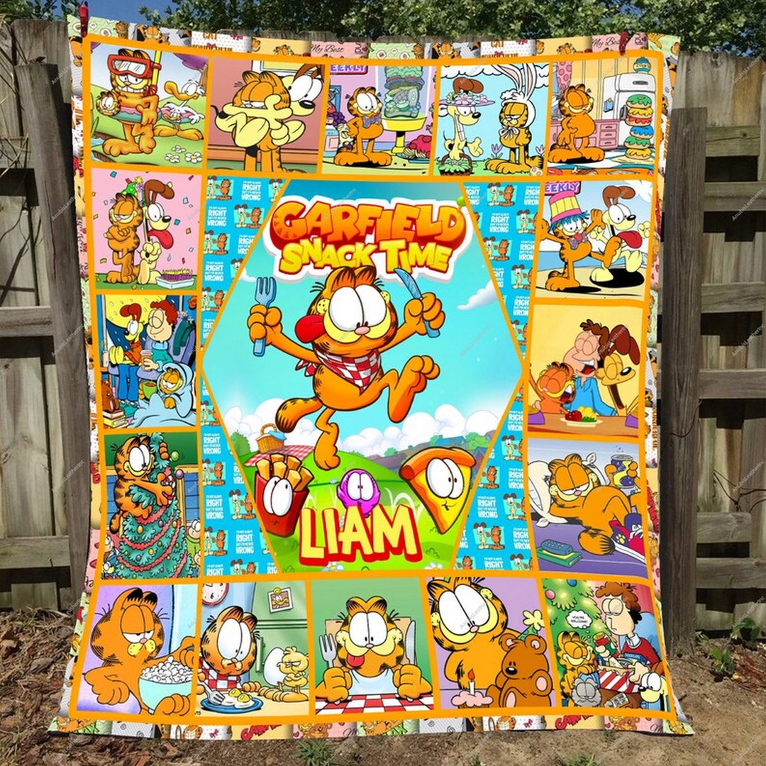 Personalized Garfield Blanket Garfield Cat Fleece Blanket Etsy