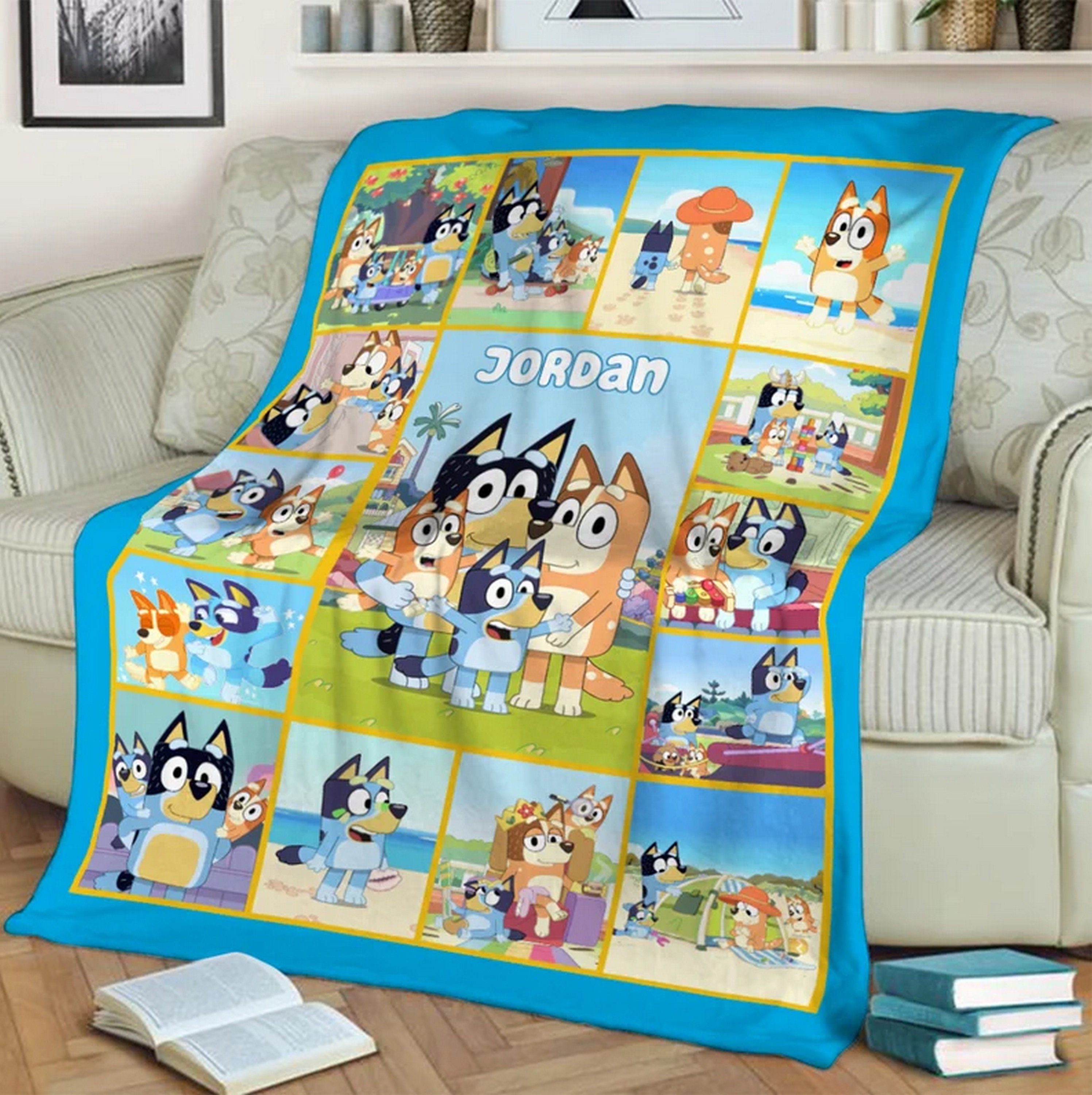 Personalized bluey blanket bluey family soft cozy sherpa etsy