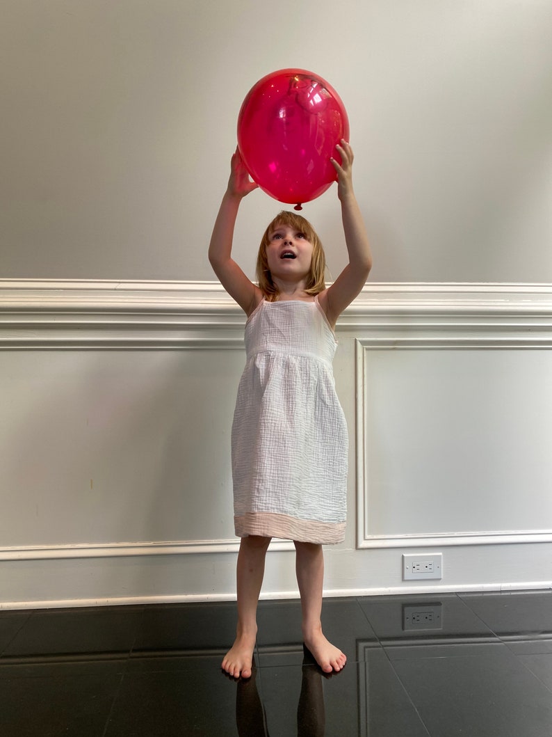 flower girl Cotton Muslin sensory dress pink dress Reversible Girls Dress soft dress twirly summer dress ballerina