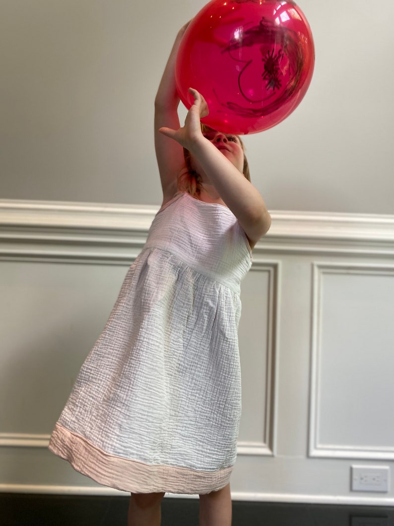 flower girl Cotton Muslin sensory dress pink dress Reversible Girls Dress soft dress twirly summer dress ballerina