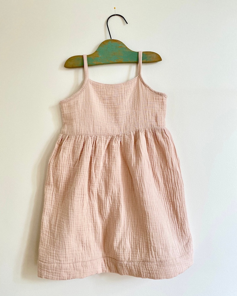 flower girl Cotton Muslin sensory dress pink dress Reversible Girls Dress soft dress twirly summer dress ballerina