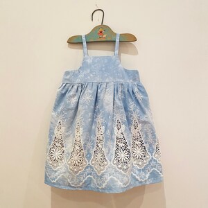 Girls dress, embroidered details, fully lined, comfortable, full skirt, mid calf length