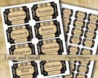 Botica de hierbas y especias etiquetas digitales para imprimir | Etsy