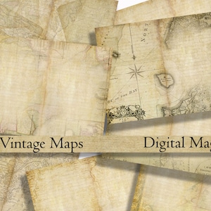 printable diy journal pages Vintage Maps digital paper pack grunge shabby travel journal collage sheet journaling instant download scrapbook