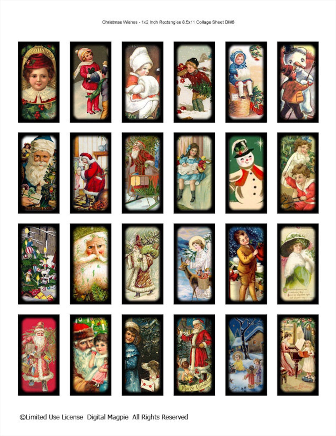 Vintage Christmas 1 X 2 Inch Digital Collage Sheet Images Printable ...