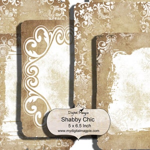6 Shabby Chic cards backgrounds digital collage sheet printable to download and print for journaling,scrapbooking and crafts